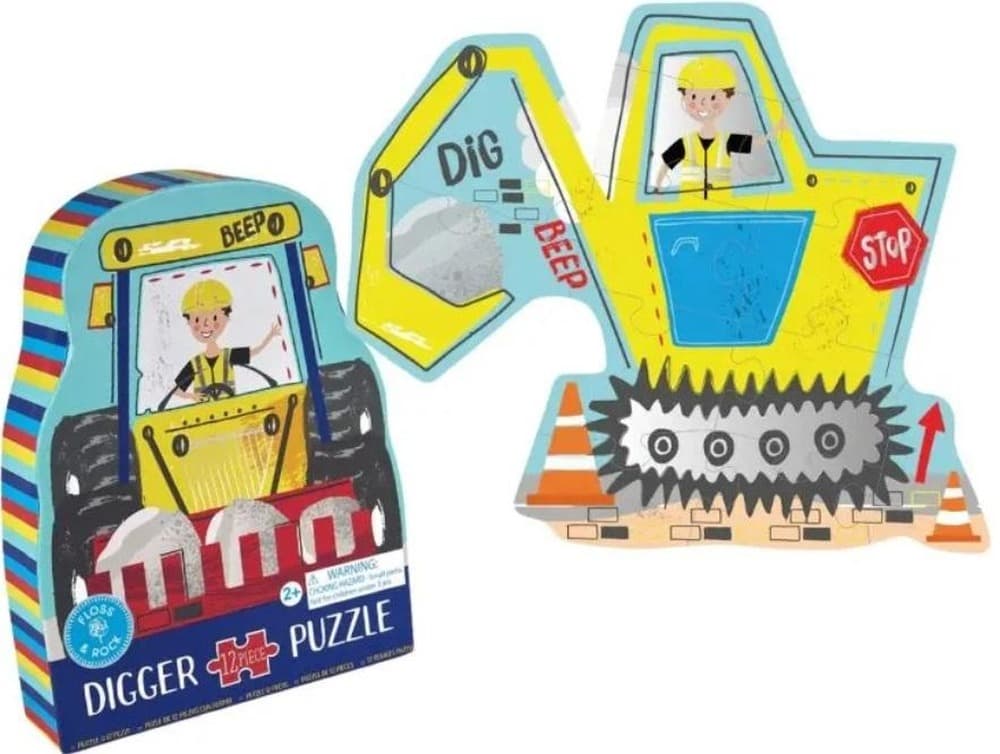 Floss & Rock Puzzle dla dzieci Na Budowie Koparka 12 elementów
