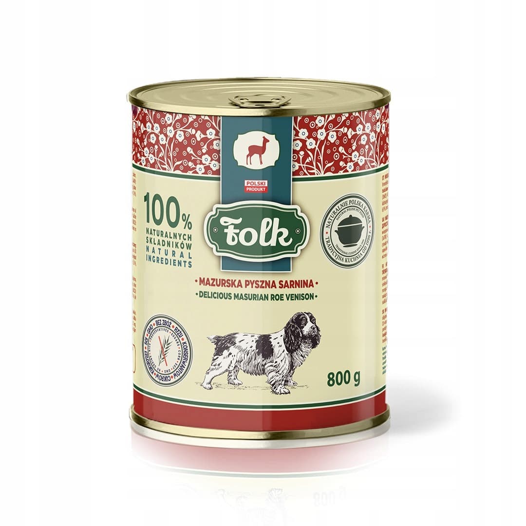 FOLK Karma dla psów Mazurska pyszna sarnina mokra 800 g