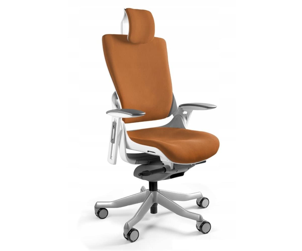 Fotel biurowy Wau 2 BL405 tkanina, regulowany, ergonomiczny, pomarańczowo-biały