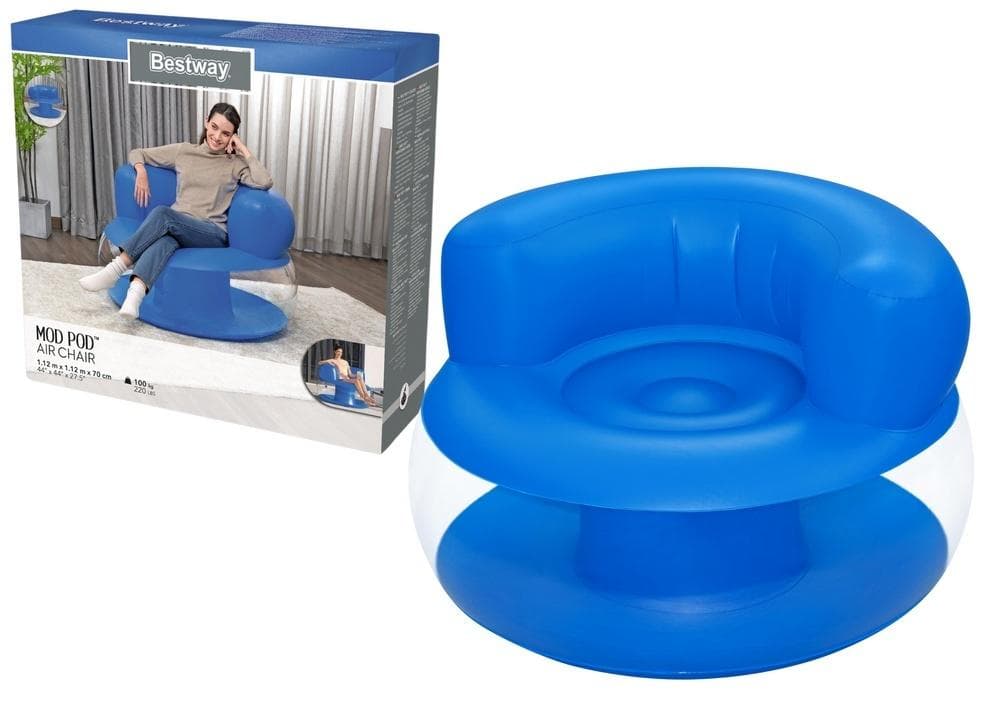 Fotel dmuchany Bestway niebieski 112x112x70 cm