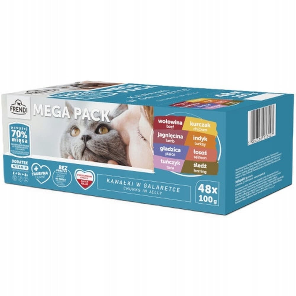 FRENDI kawałki w galaretce mix smaków mięsnych i rybnych dla kota 48 x 100 g