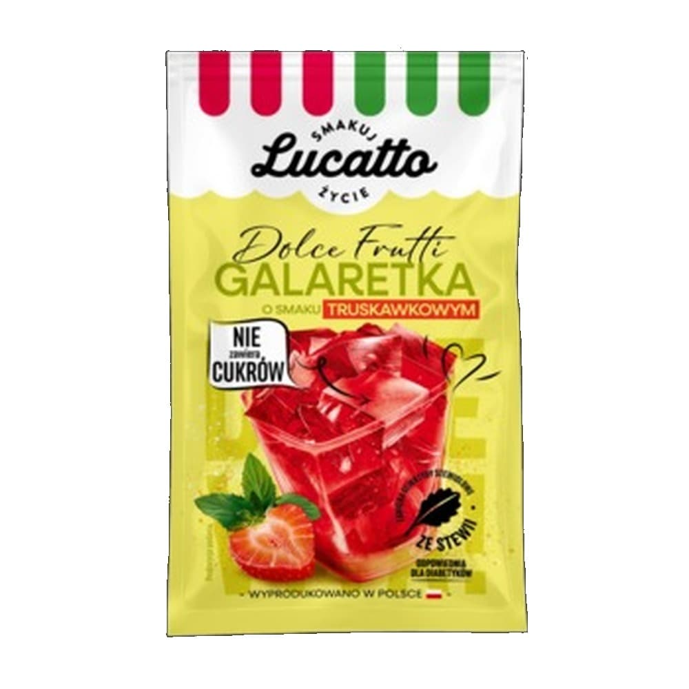 Galaretka bez cukru Lucatto o smaku truskawkowym 30 g