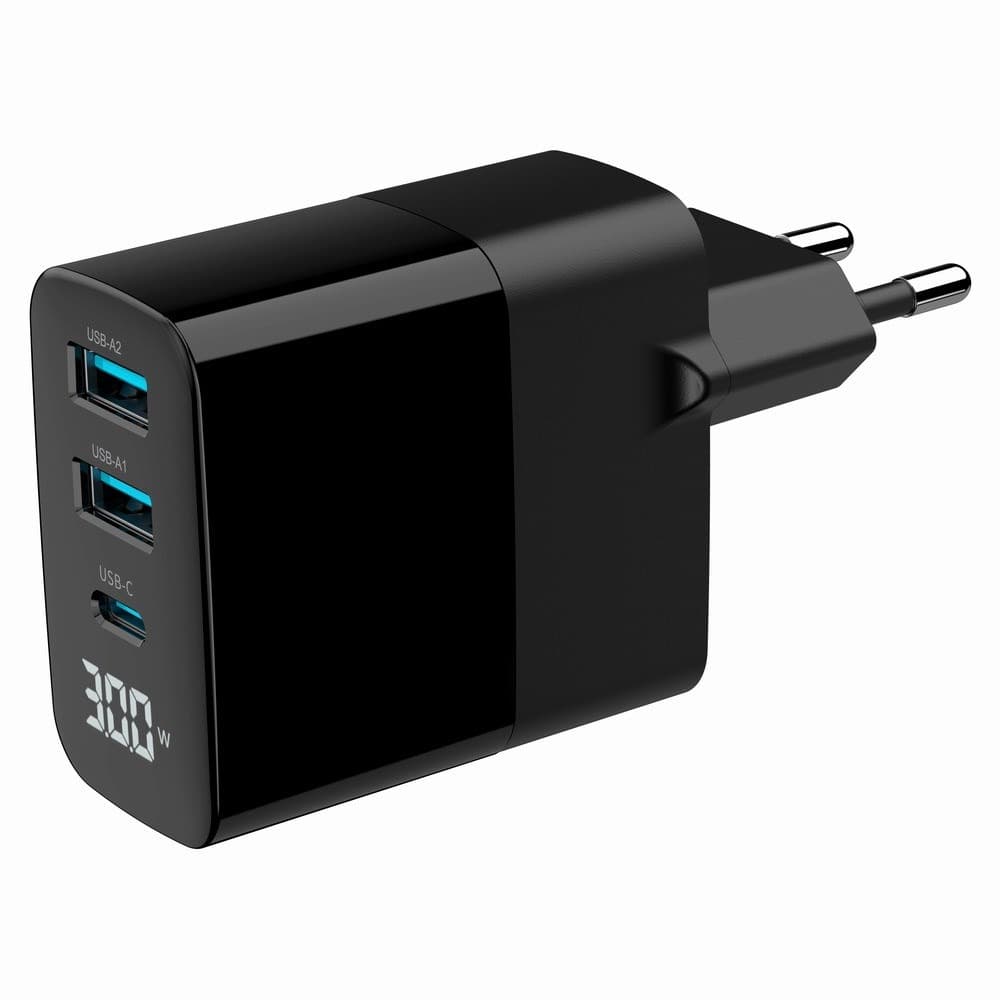 Gembird Ładowarka Sieciowa GaN (PD) 30W 3-portowa USB czarna