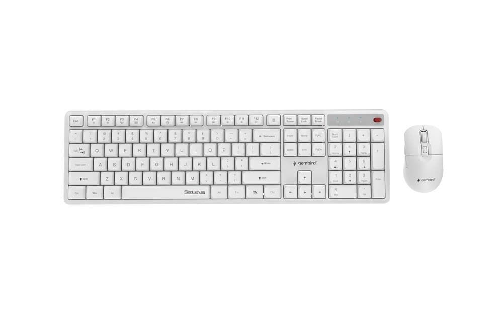 GEMBIRD BEZPRZEWODOWY ZESTAW KLAWIATURY I MYSZY SILENT KEY PRO BUSINESS, BIAŁY, UKŁAD US
