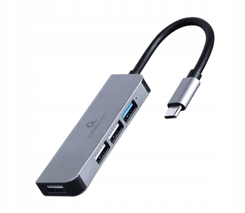 GEMBIRD Hub USB-C 3.2 Gen 2, 4-portowy, Szary