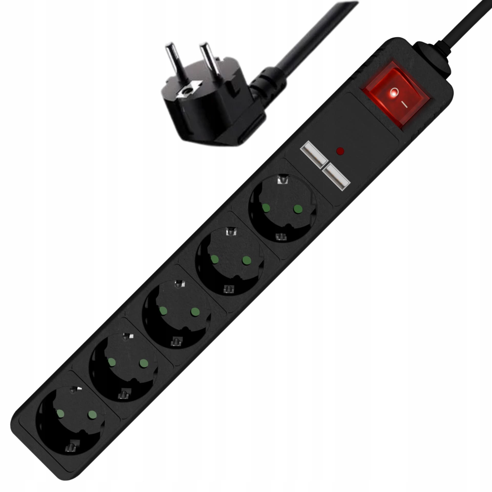 Gembird Listwa Zasilająca 5xSchuko + 2xUSB, 1.5m, Czarna