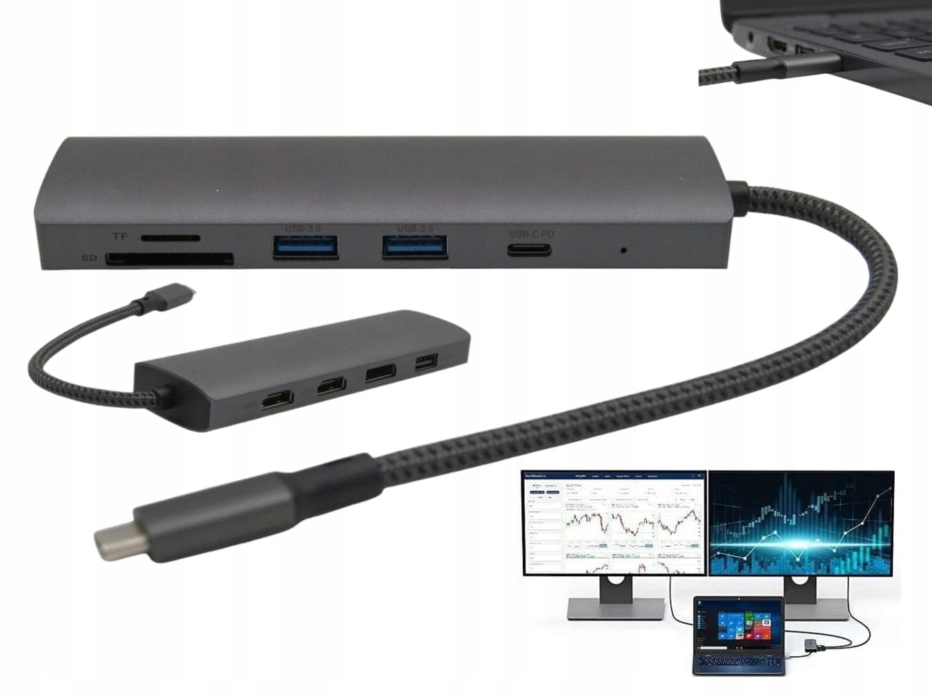 Gembird Multi Adapter USB Typ-C 15w1 szary