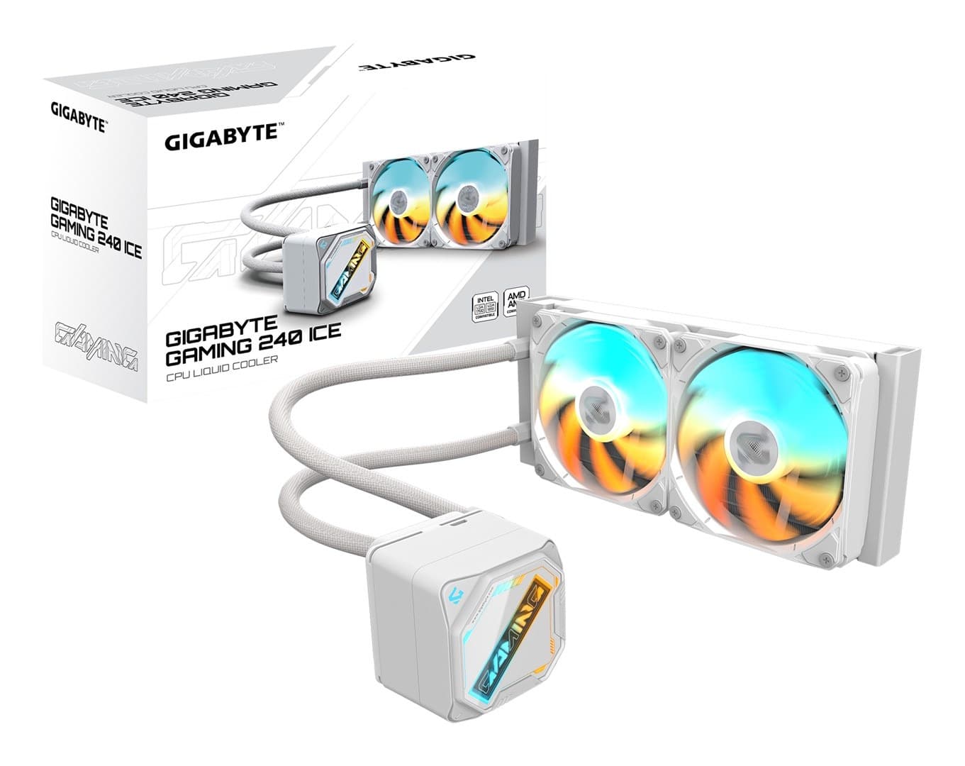GIGABYTE GAMING 240 ICE Chłodzenie cieczą AIO, 2x12cm, Białe