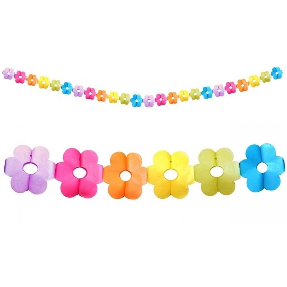 Girlanda papierowa kolorowe kwiaty dekoracja urodzinowa 385 cm
