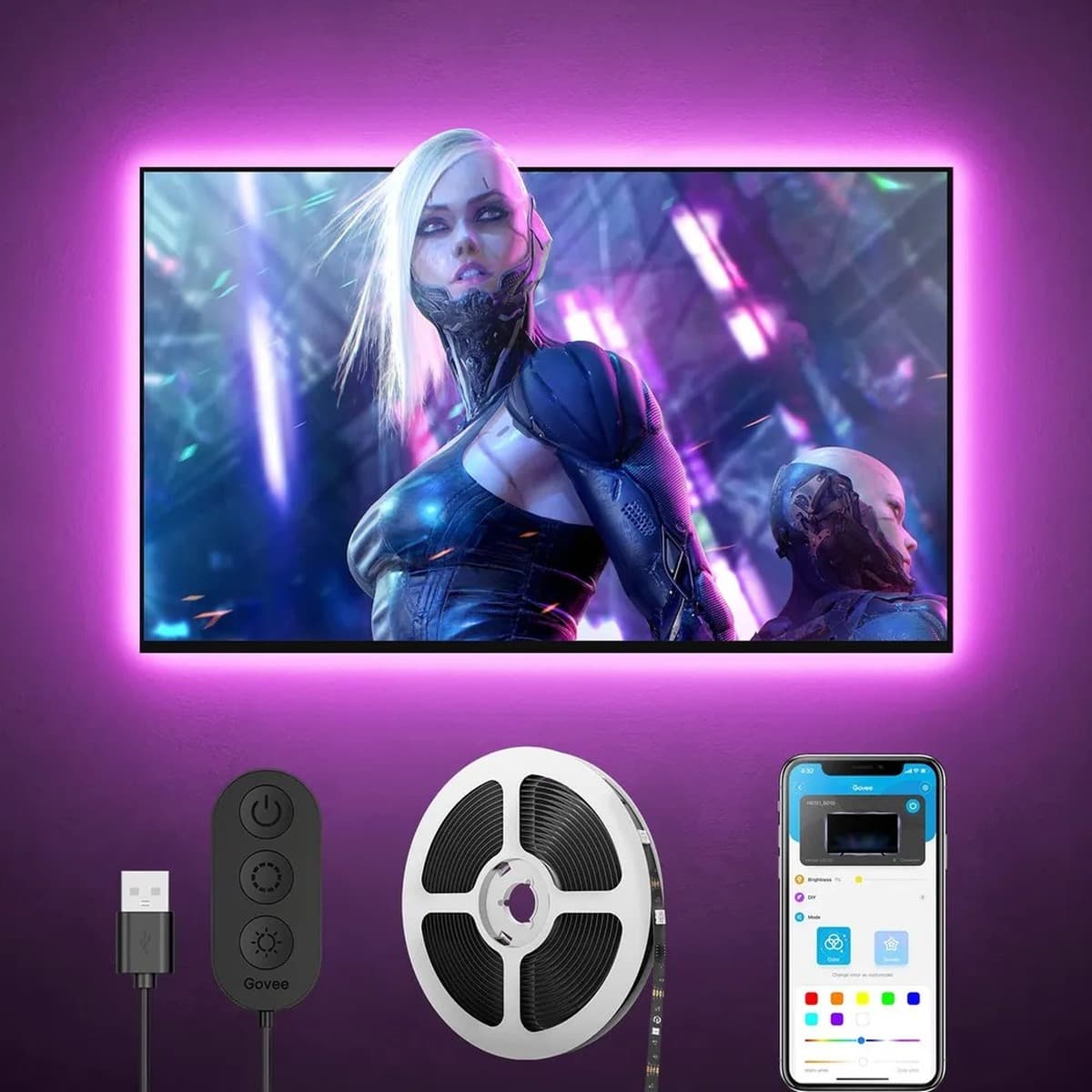 Govee H61780A1 Taśma LED do telewizora 46-60 cali, Inteligentne oświetlenie otoczenia
