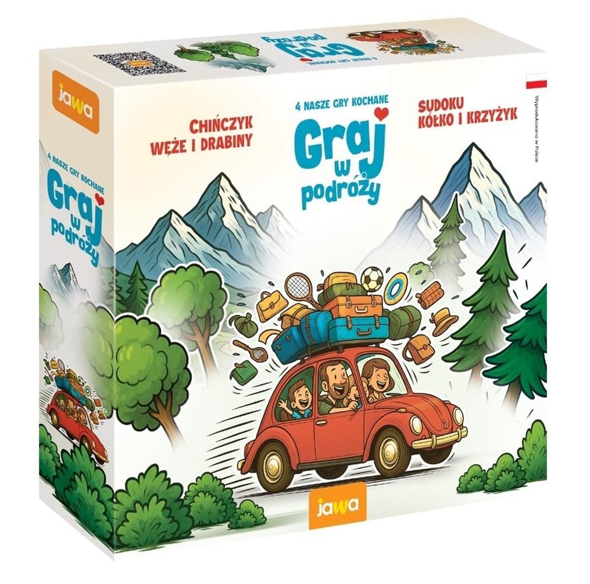 Gra podróżna z czterema klasycznymi grami planszowymi