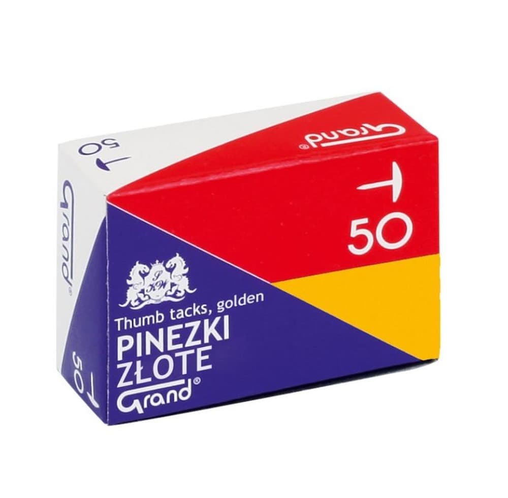 Grand Pinezki złote 10 sztuk - do tablic korkowych i prac ręcznych