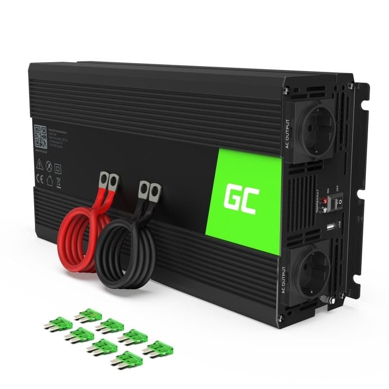 Przetwornica napięcia Green Cell INV24 24V na 230V 1500W/3000W modyfikowana sinusoida