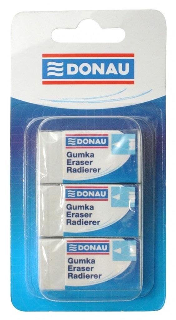 Gumki uniwersalne do ścierania ołówka 41 x 21 x 11 mm, 3 sztuki Donau
