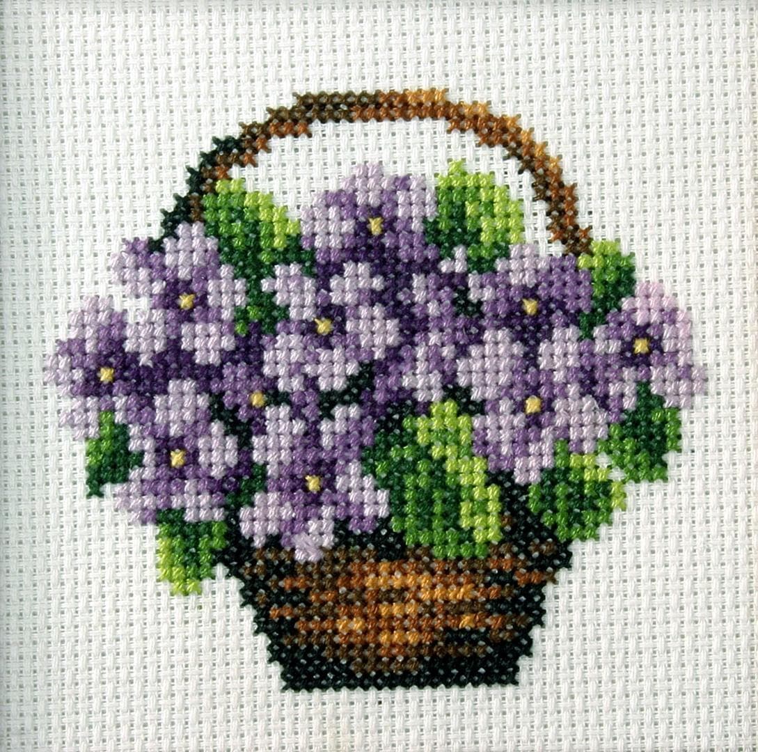 Zestaw do haftu krzyżykowego Koszyk fiołków 11x11 cm