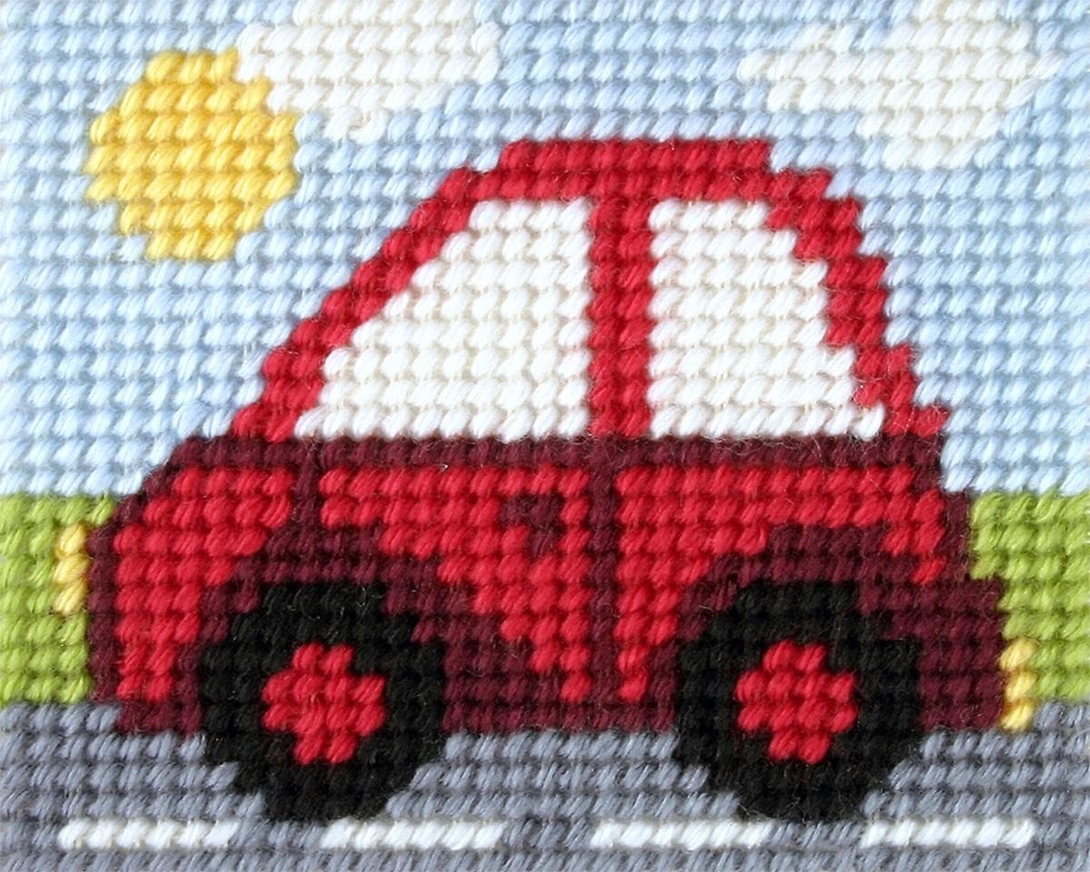 Zestaw do haftu Moje pierwsze wyszywanie Samochód 17 x 20,5 cm