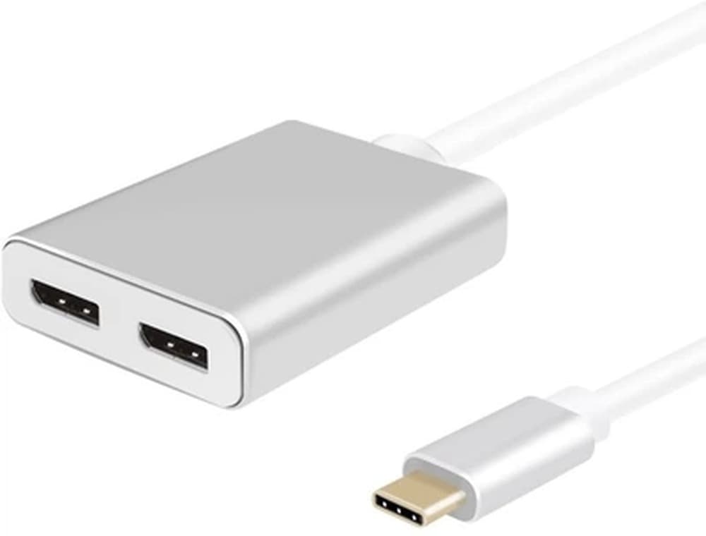 Helos Splitter USB 3.1 Type-C na 2x DisplayPort, PREMIUM 4K, srebrny