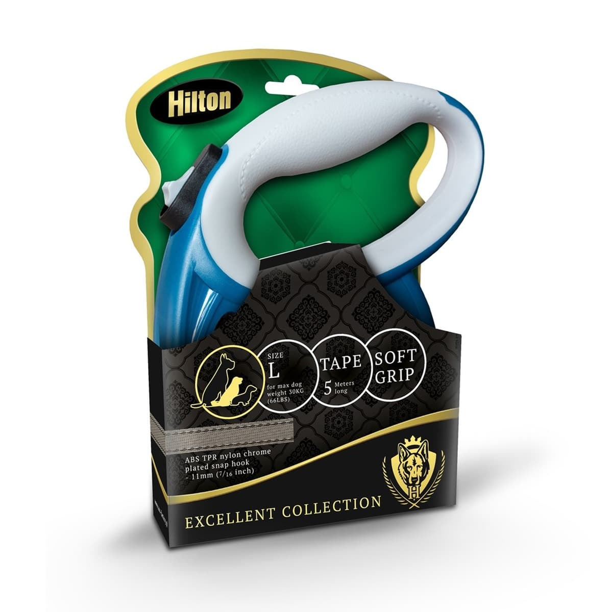 HILTON SMART DOG L Smycz Automatyczna 5m Granatowo-Szara dla Psa do 30kg