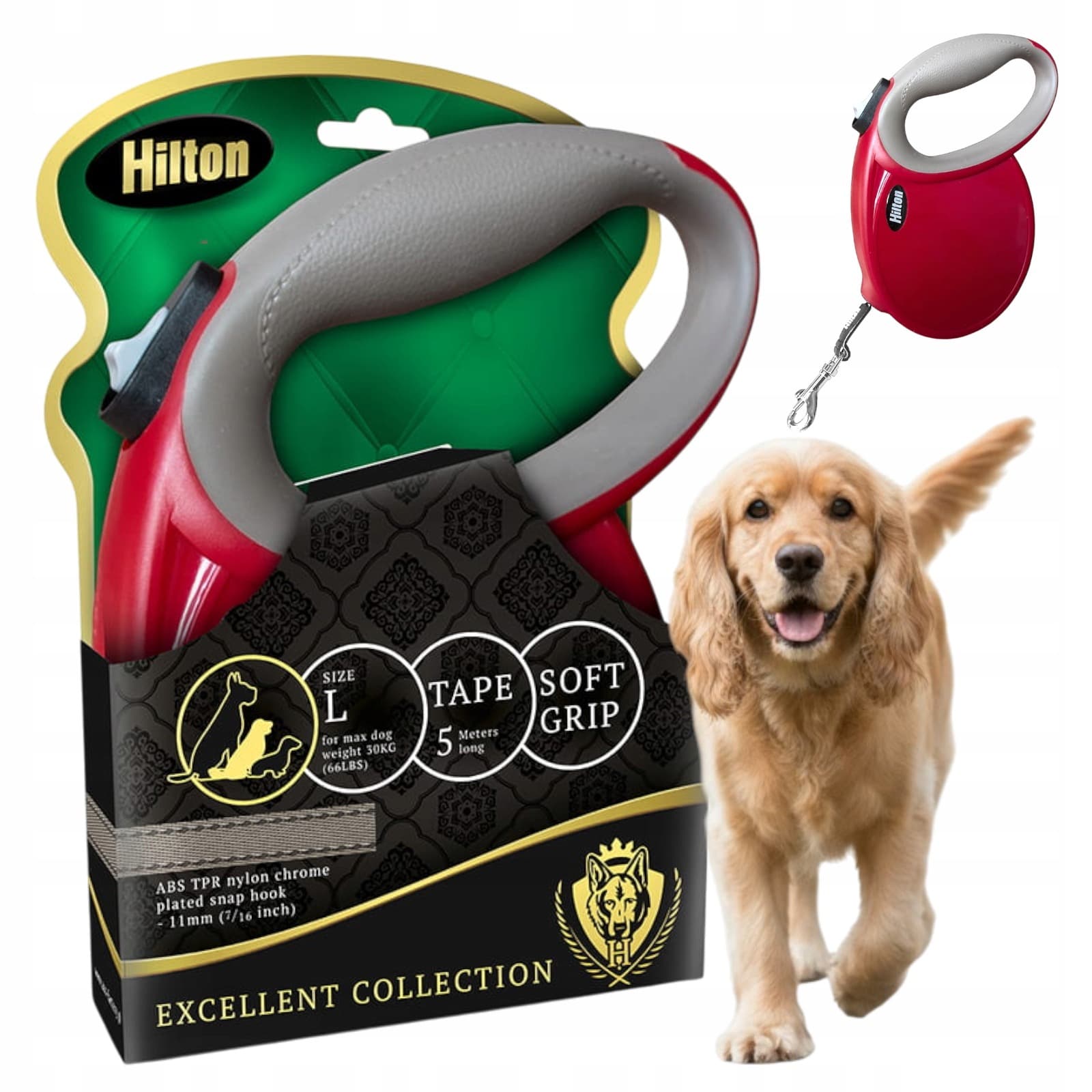 HILTON SMART DOG TAPE L Smycz Automatyczna Bordowo-Szara 5M Dla Psa Do 30KG
