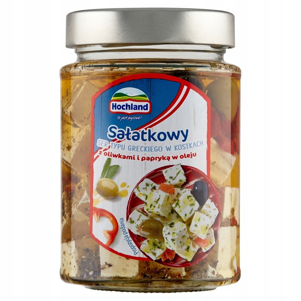 Hochland Sałatkowy z oliwkami i papryką w oleju 300 g