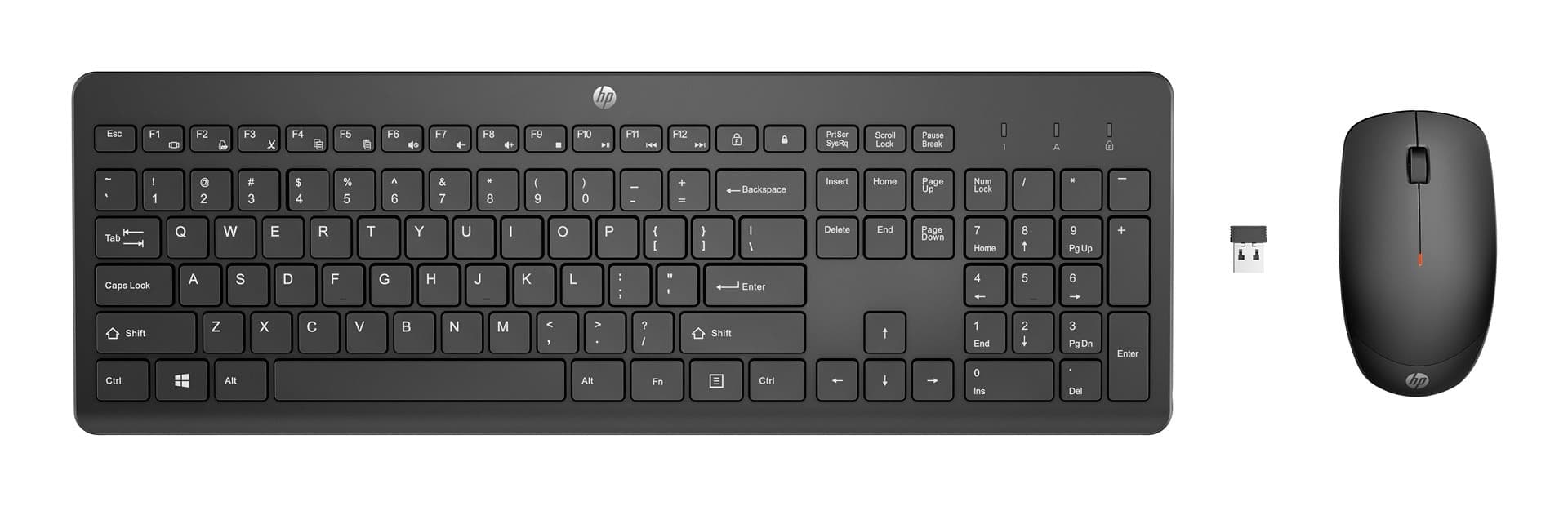HP Zestaw bezprzewodowej myszy i klawiatury 230 - czarny, pełnowymiarowy, 1600 DPI