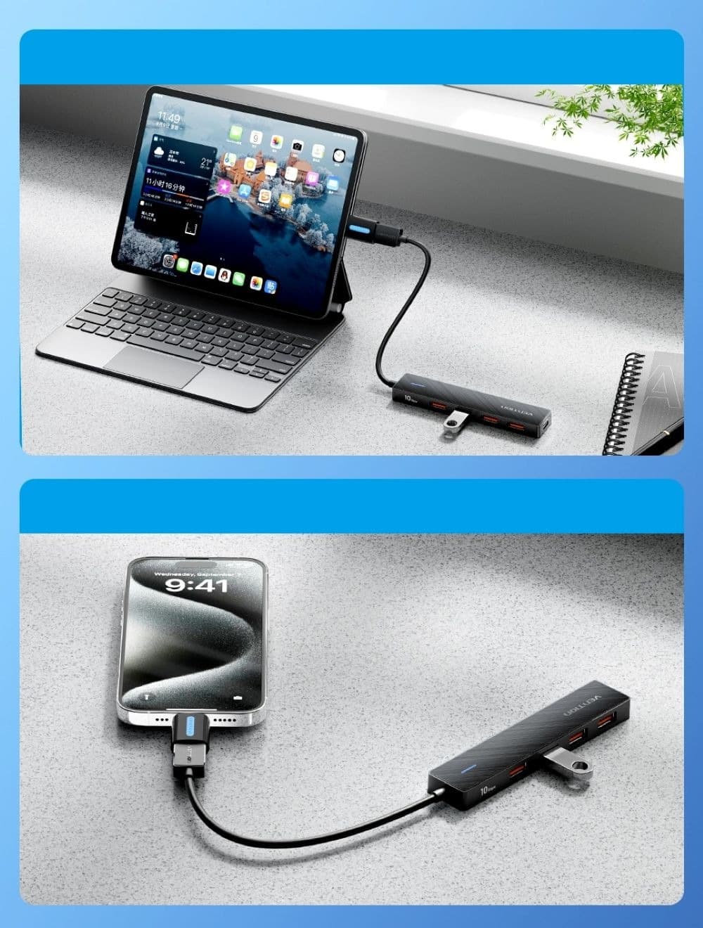Hub USB 3.2 Gen 2 Vention 5w1
