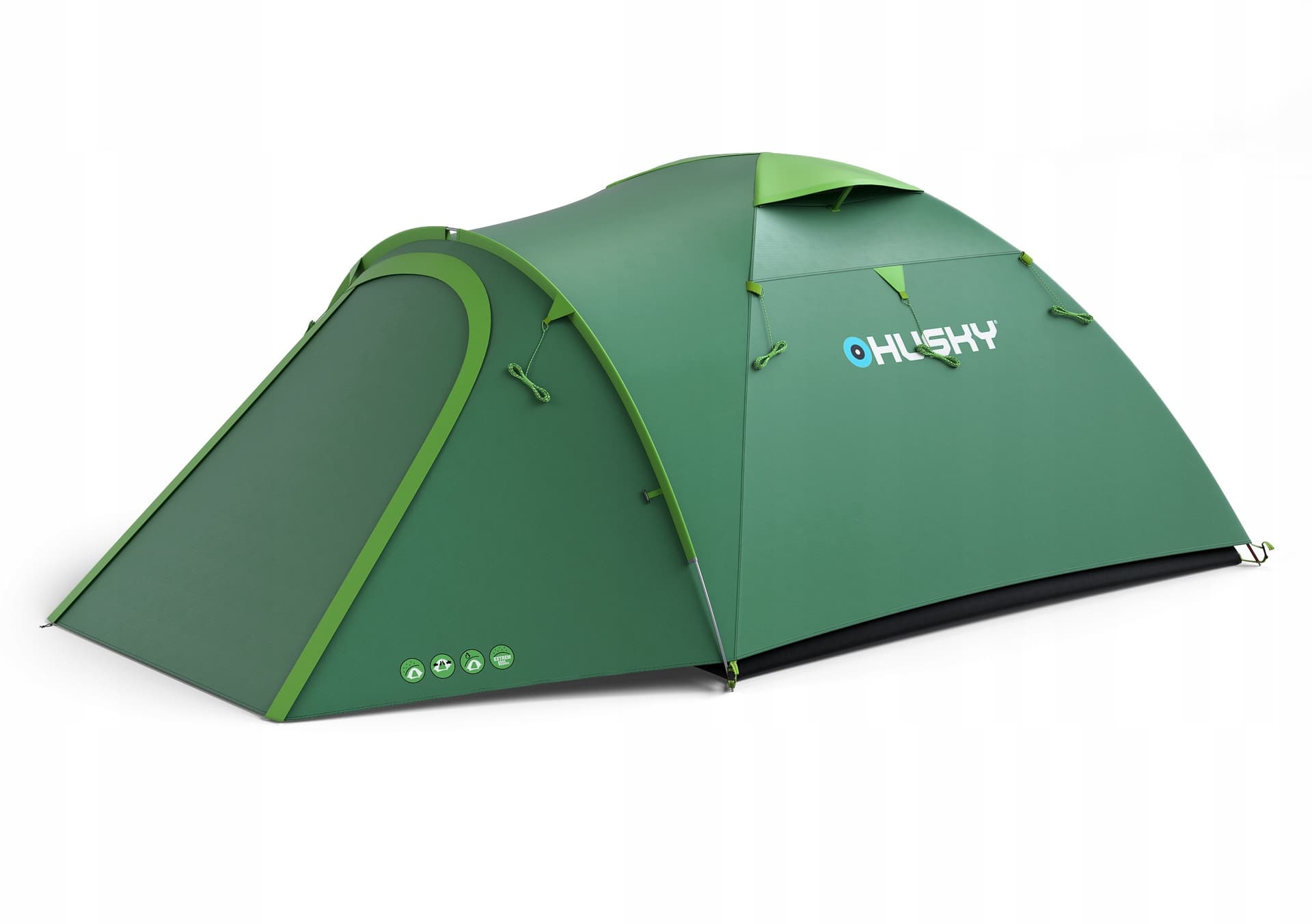 Husky Bizon 3 PLUS - Namiot Turystyczny Trzyosobowy, Zielony, 220x410x130cm, 5.2kg