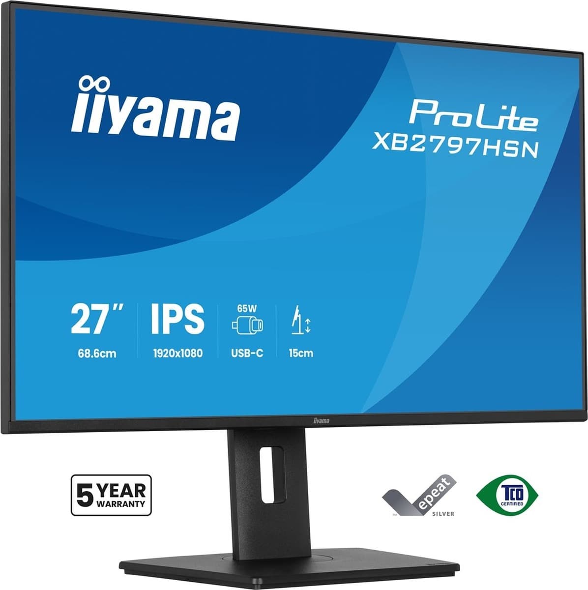 iiyama ProLite XB2797HSN-B1 27" Full HD IPS monitor (1920x1080, 100Hz, 1ms MPRT, USB-C)