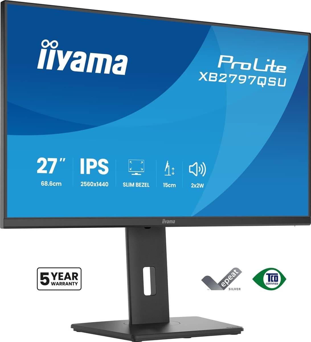 iiyama ProLite XB2797QSU-B1 27" Quad HD IPS Monitor (2560x1440, 1ms, HDMI, DisplayPort, USB)