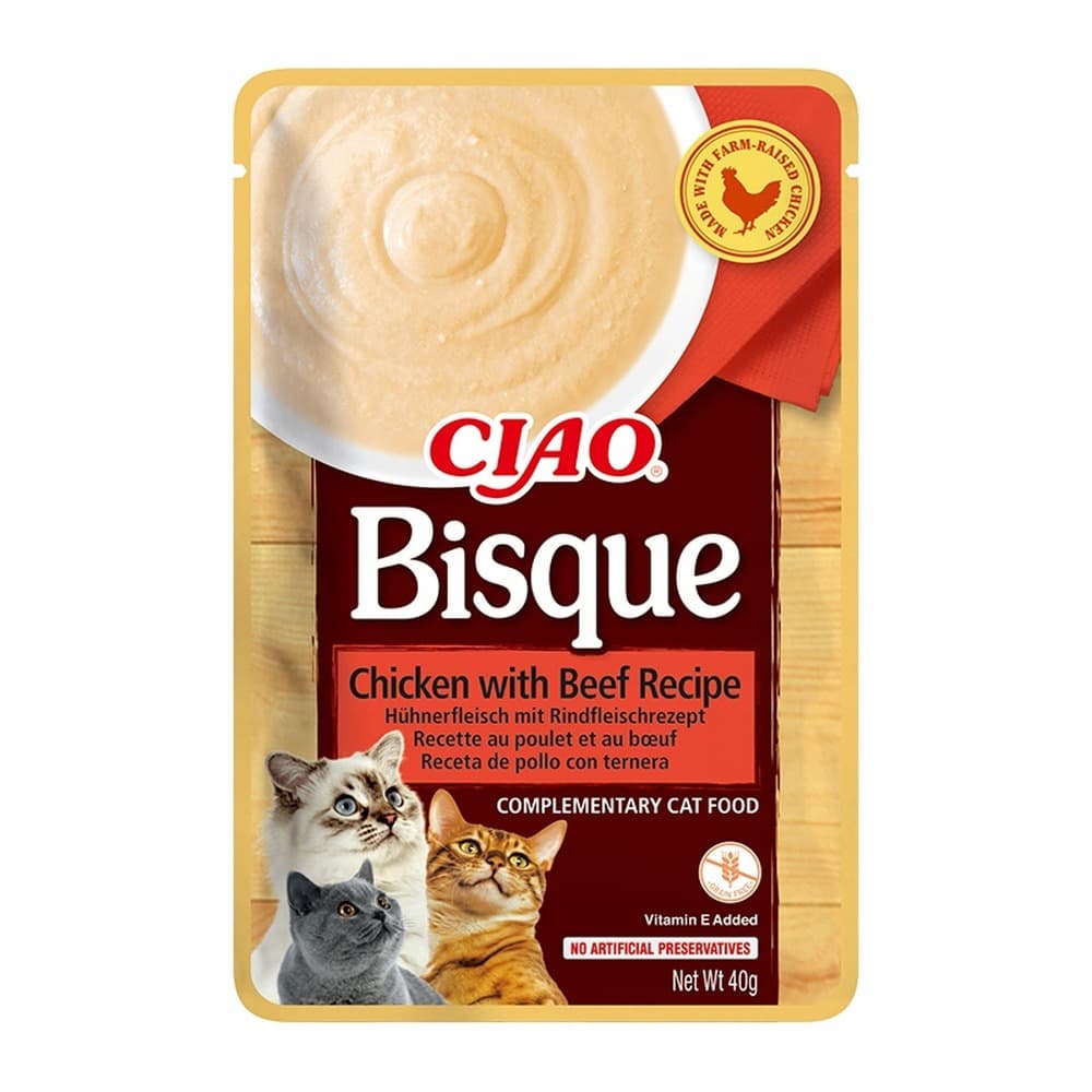 Inaba Cat Ciao Bisque Kurczak Wołowina Ryba - przysmak dla kota 10 x 40 g