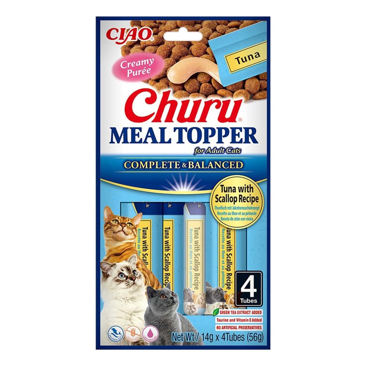 INABA MEAL TOPPER Tuńczyk z przegrzebkiem - przysmak dla kota, 4x14g