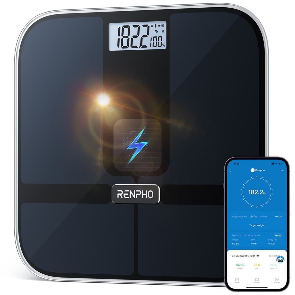 Inteligentna waga łazienkowa RENPHO Elis Solar 2 (PEU-R-A020-BK)
