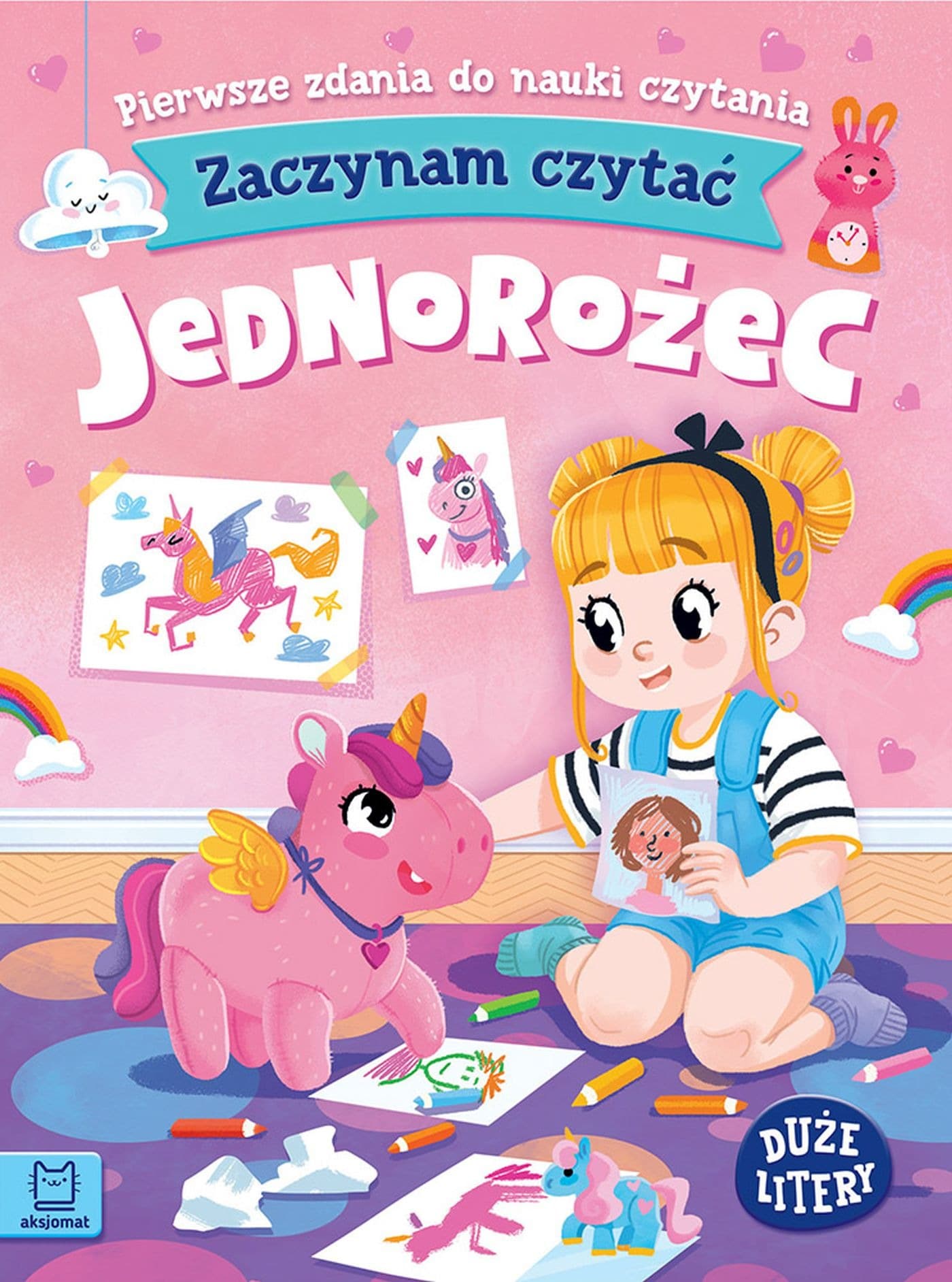 Jednorożec. Książka dla dzieci Zaczynam czytać Duże litery