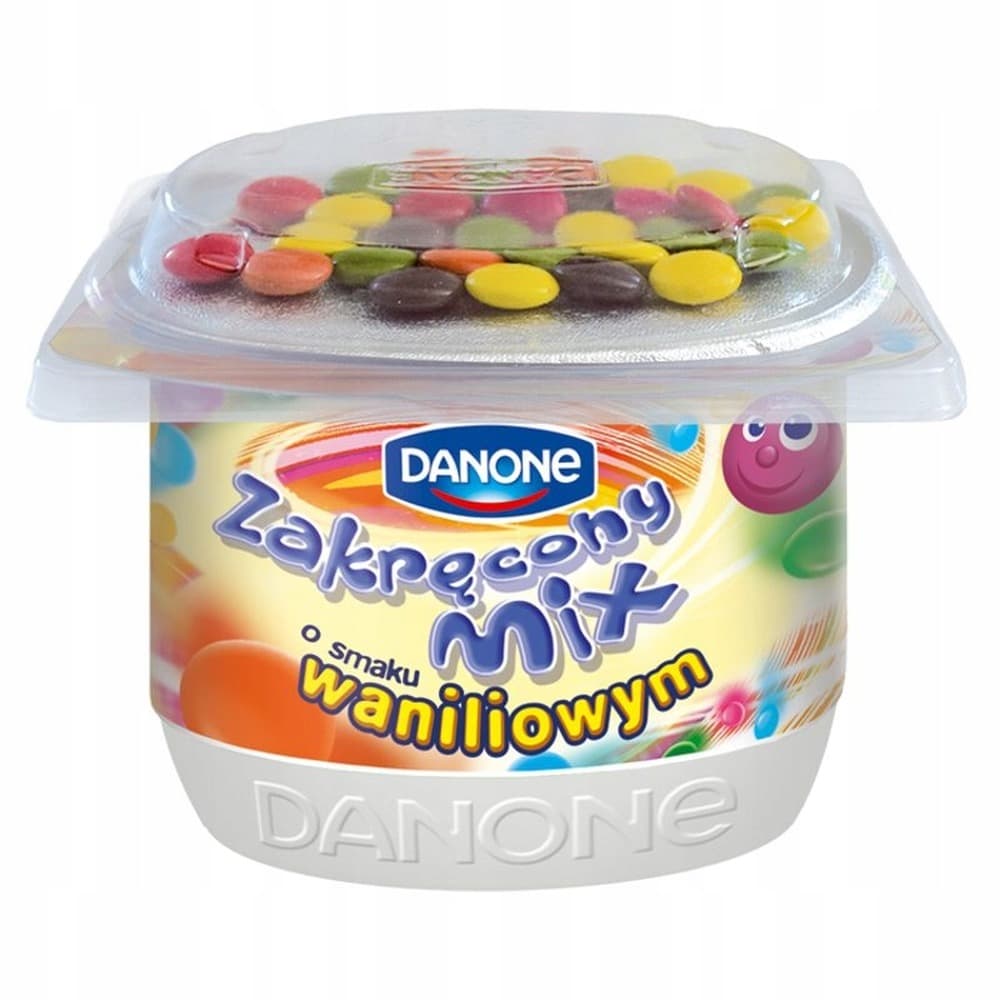 Danone Zakręcony Mix Jogurt o smaku waniliowym z drażami z czekolady mlecznej 125 g