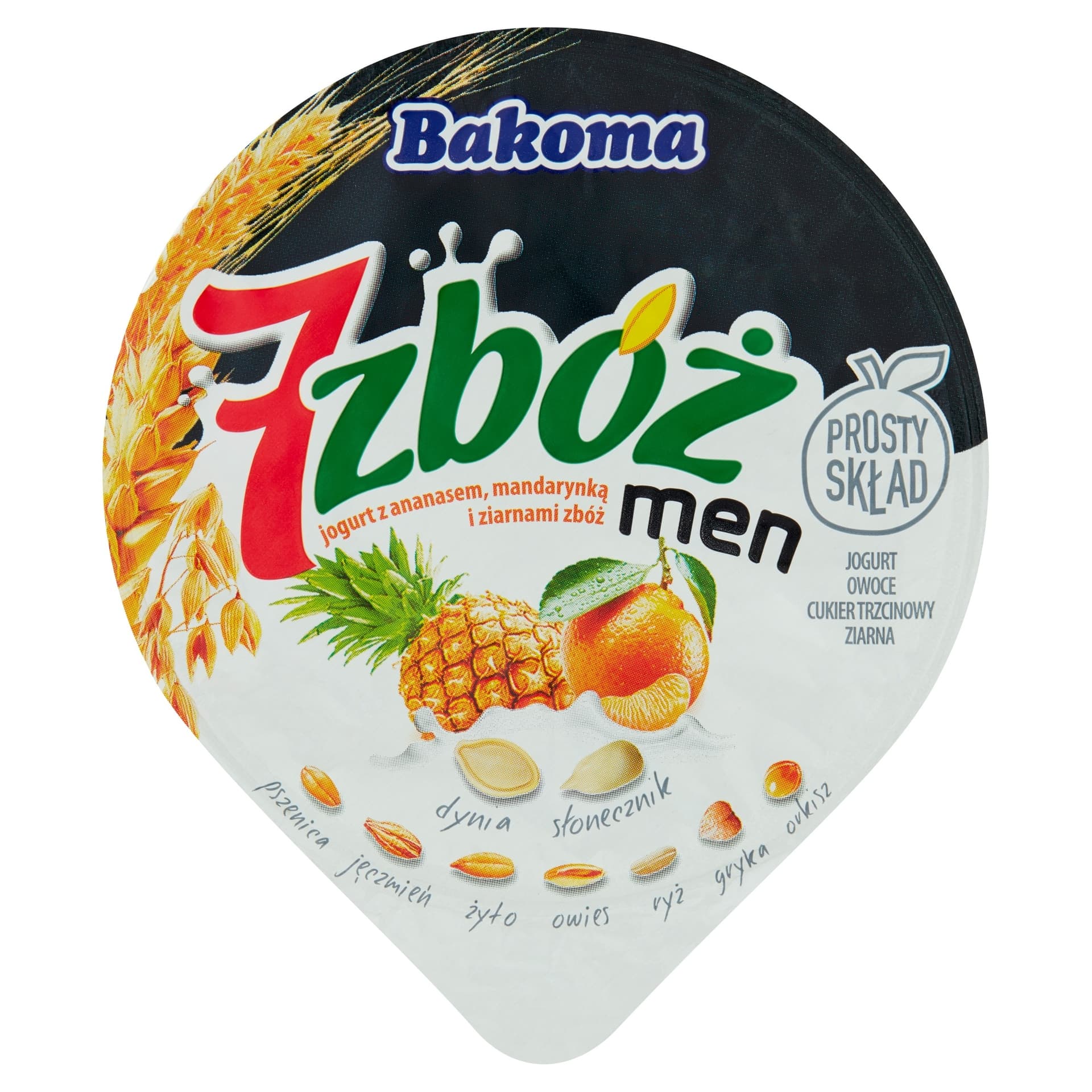 7 zbóż MEN Jogurt z ananasem, mandarynką i ziarnami zbóż 300g