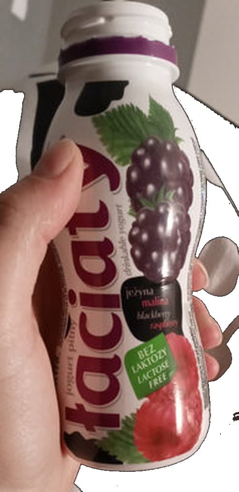 Jogurt pitny Łaciaty bez laktozy jeżyna - malina butelka 250 ml PET