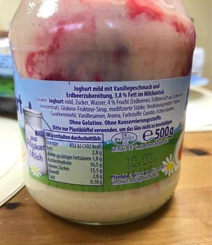 Jogurt waniliowy z malinami Ehrmann 500 g