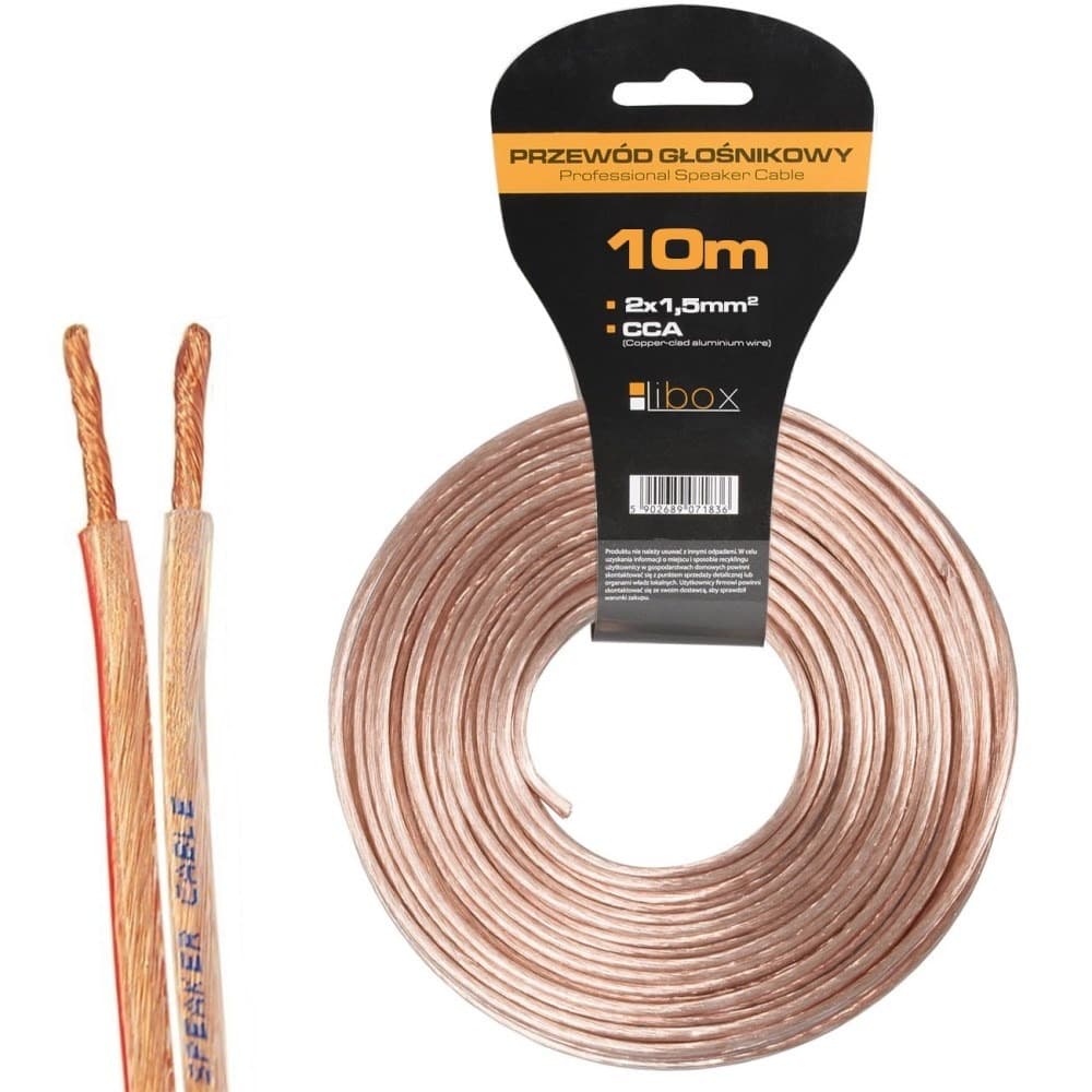 Kabel głośnikowy LIBOX 2 x 1,5 mm² 10 m CCA