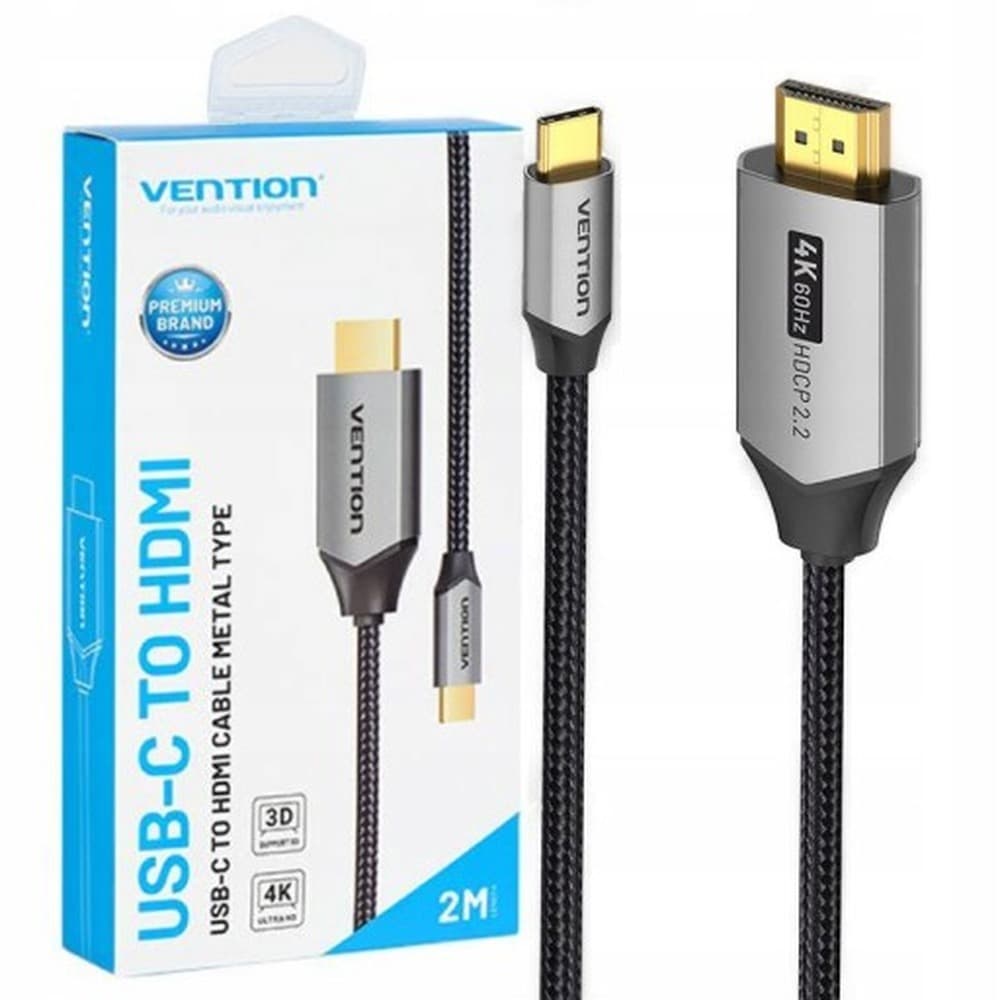Kabel USB-C do HDMI Vention 4K 60Hz oplot 2 metry szary