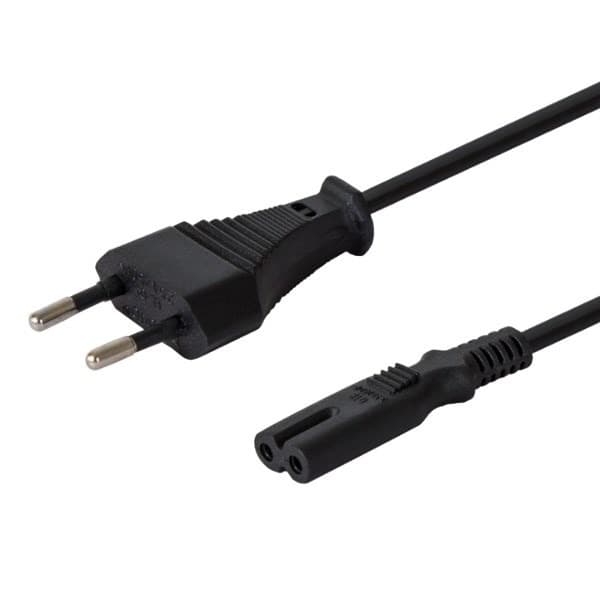 Kabel zasilający 2-Pin (F) do Euro (M) 1,2m czarny