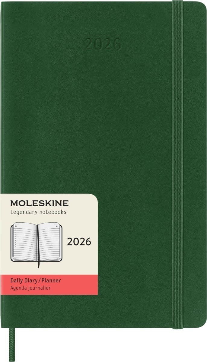 Kalendarz 2026 L Moleskine dzienny miękka oprawa Myrtle Green 13x21cm