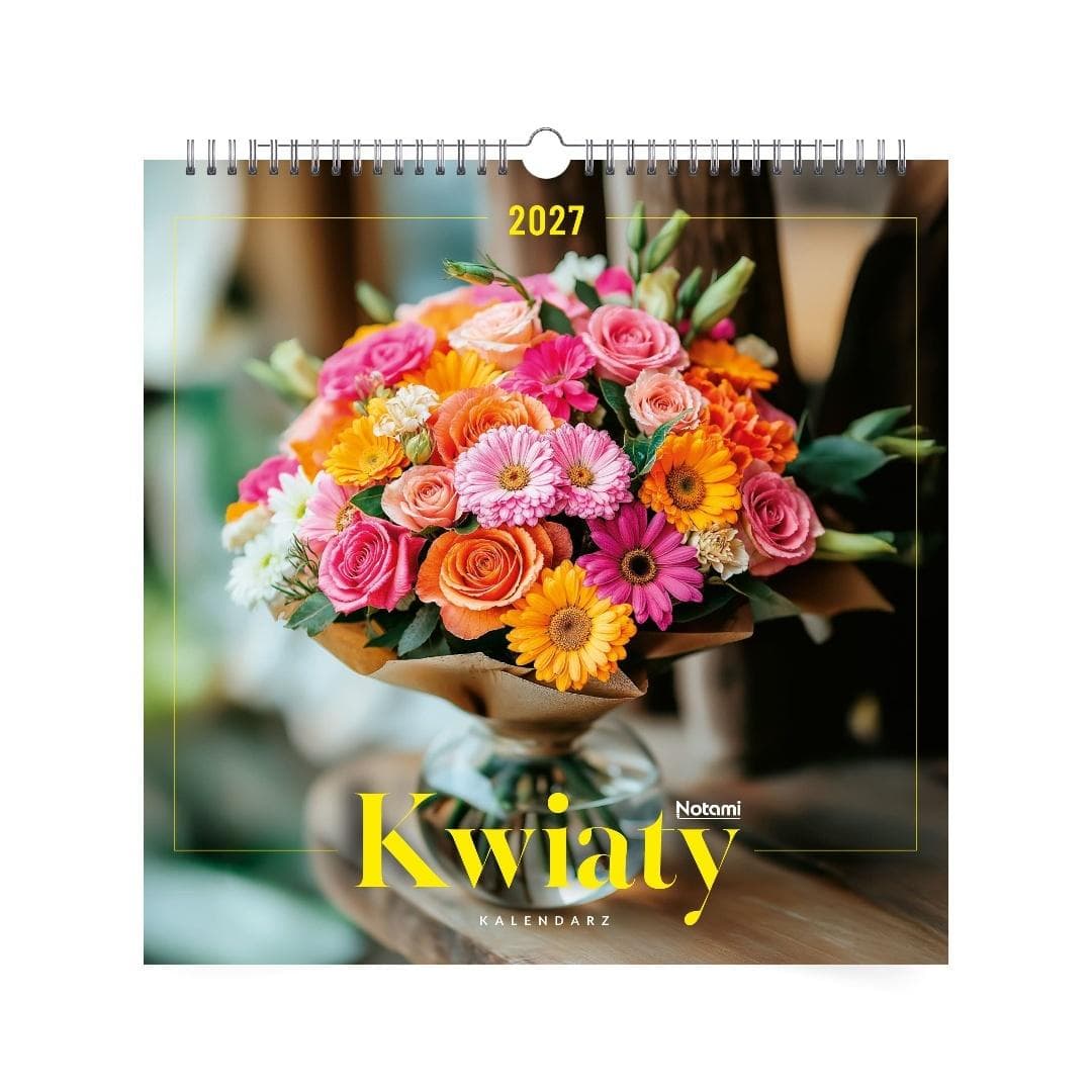 Kalendarz ścienny 2027 kwadratowy 33x33 cm Kwiaty Notami