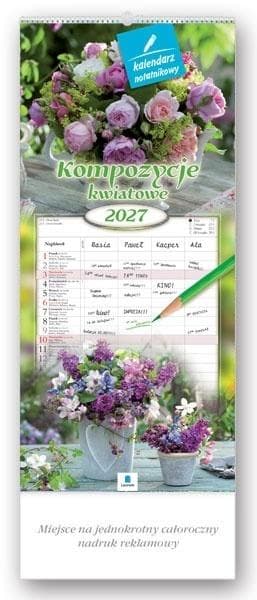 Kalendarz 2027 ścienny rodzinny Kompozycje kwiatowe Lucrum 28x20 cm