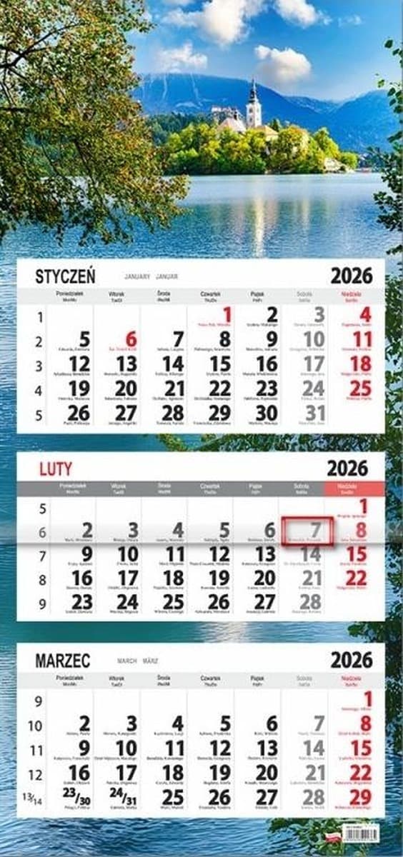 Kalendarz trójdzielny SB12-2 Zamek na rok 2026