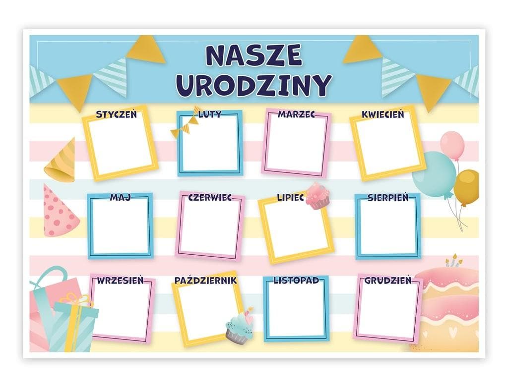 Plakat laminowany Kalendarz urodzinowy wielokrotnego użytku