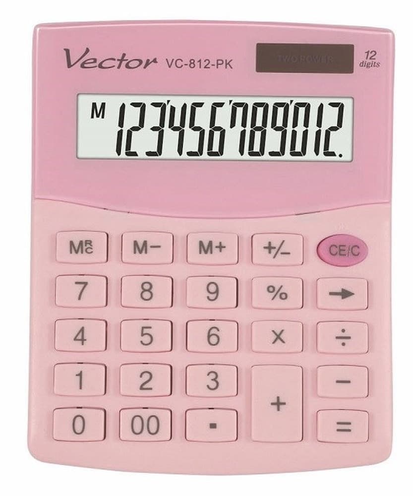 Kalkulator biurowy Vector VC-812 PK różowy