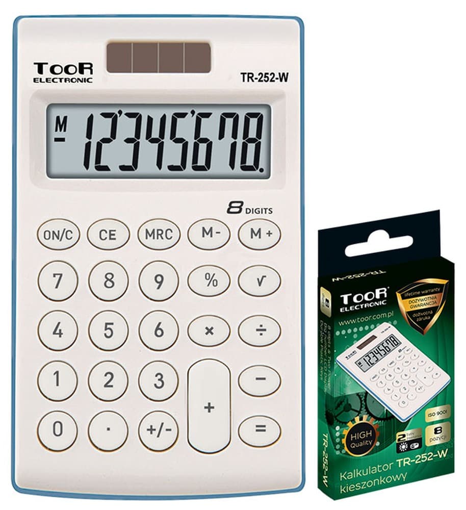 Kalkulator kieszonkowy Toor 8-cyfrowy TR-252-W