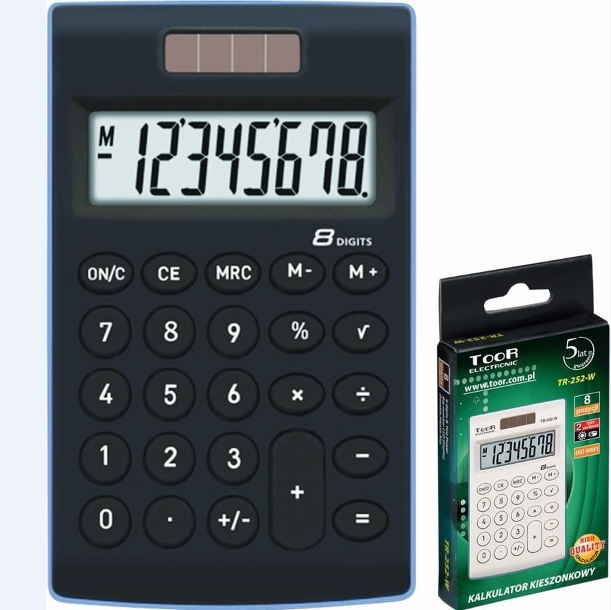 Kalkulator Toor TR-252-K, 8-cyfrowy, solarny i bateryjny