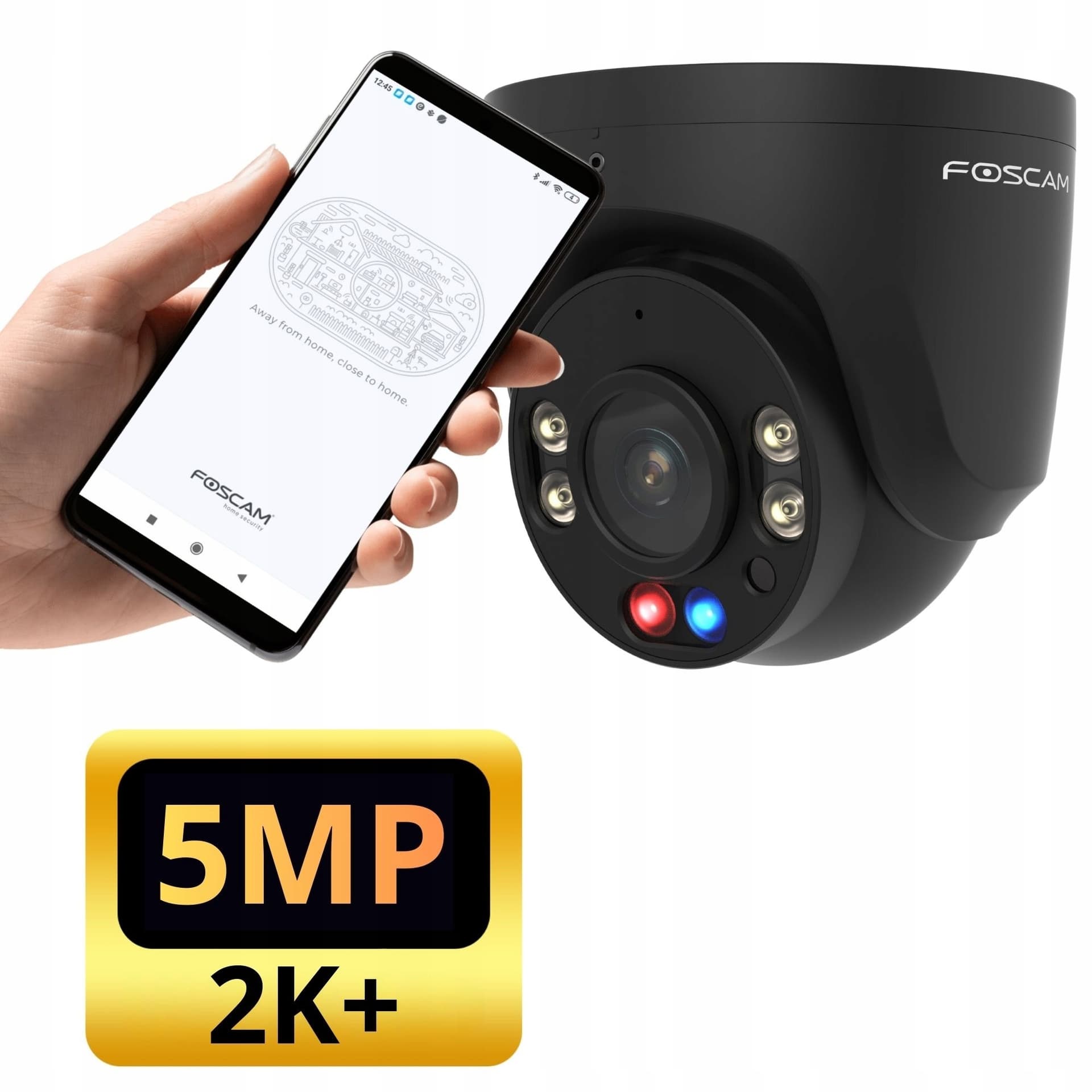 Kamera IP Foscam W5EP 5MP POE Czarna - monitoring