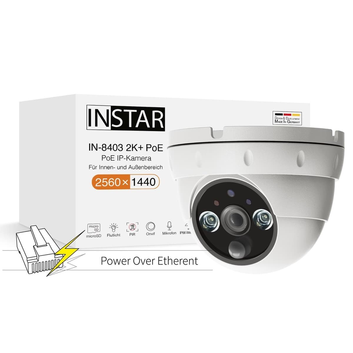 Kamera IP INSTAR IN-8403 2K+ PoE Biała